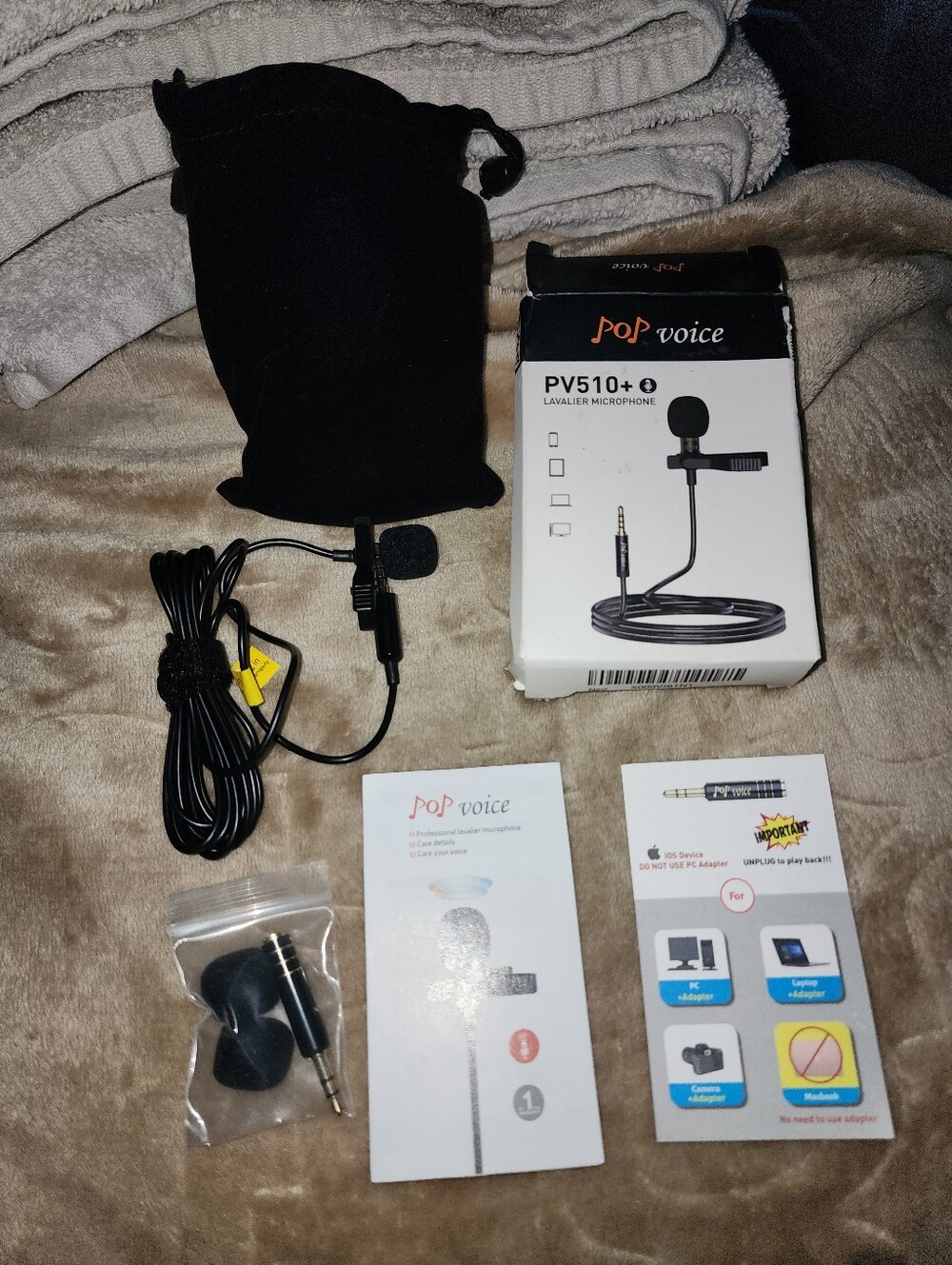 Pop Voice PV510+ Black Lavalier Microphone